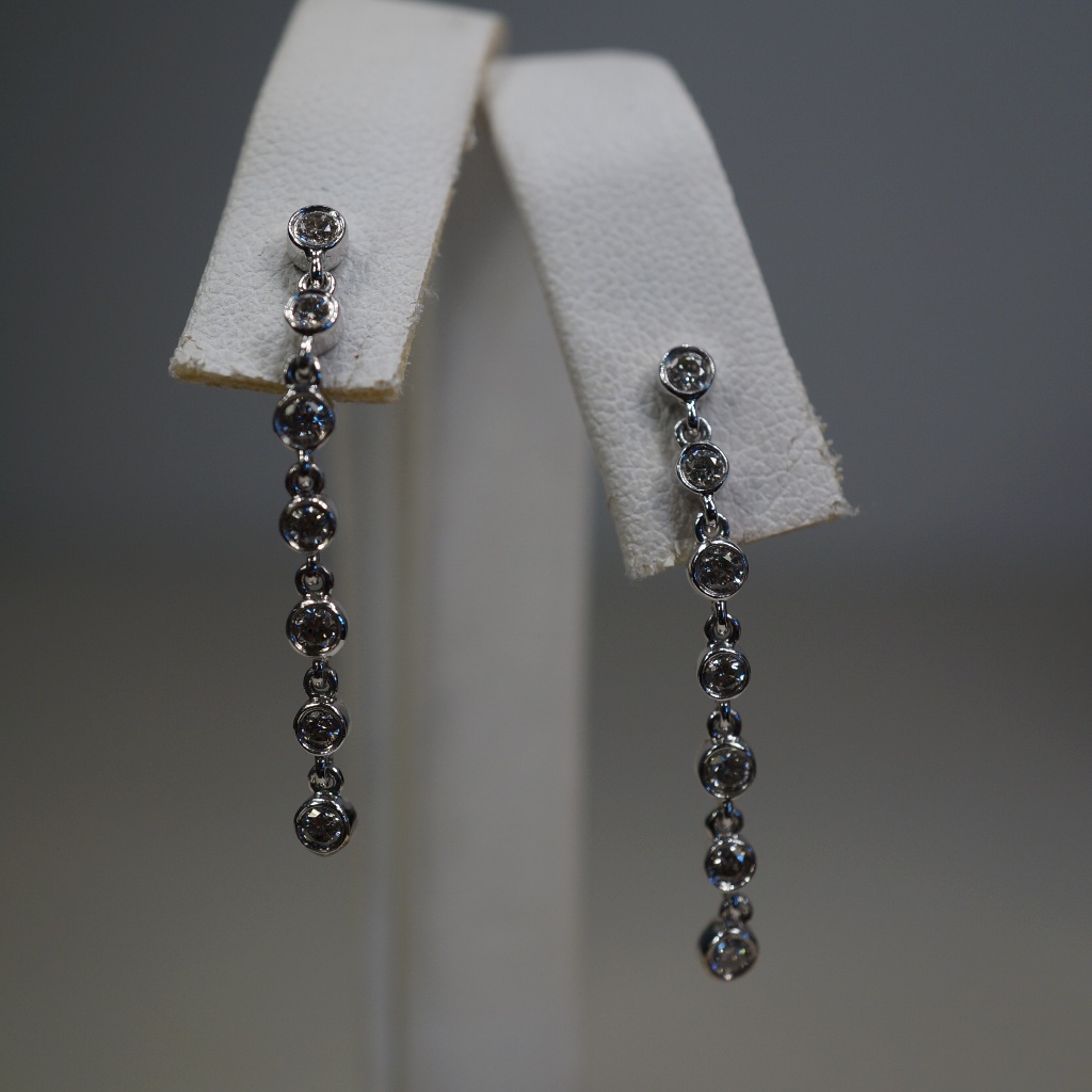14kw Gold  Genuine Diamond Dangle Earrings